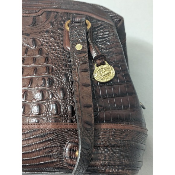 BRAHMIN Purse Tri-Textured Honeycomb Croc Embossed Leather VTG Shoulder Handbag - Picture 2 of 13